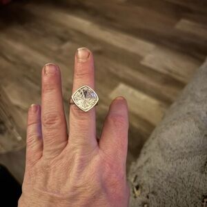 Touchstone Crystal Silver Ring with Clear Stone